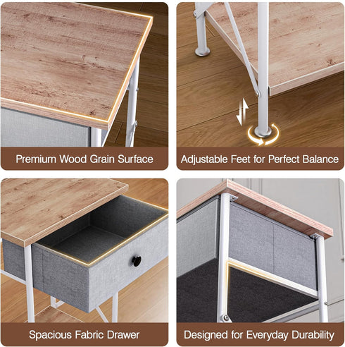 VECELO Night Stand, Small End Table for Small Spaces, Wood Side Table for Living Room, Bedside Table with Drawer