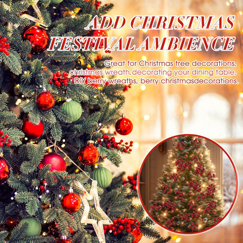 Knitgrip 500 10 mm Pcs Artificial Holly Berries, Mini Christmas Fake Berry with Stem Berry Picks for Xmas Tree Home