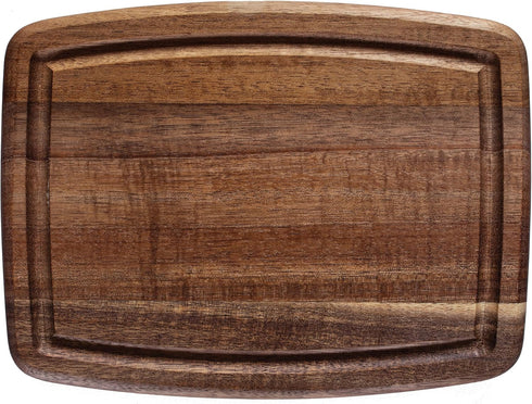 Acacia Wood Cutting Board, Small 8" x 6" x 5/8" with Juice Groove for Kitchen Use