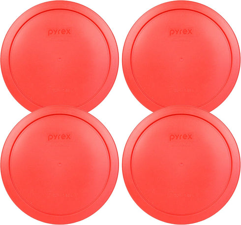 Pyrex 7402-PC 6/7 Cup Red BPA-Free Plastic Lid, 4-Pack, Made in USA