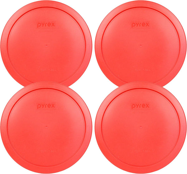 Pyrex 7402-PC 6/7 Cup Red BPA-Free Plastic Lid, 4-Pack, Made in USA