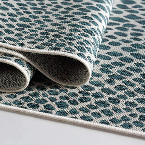 Unique Loom Outdoor Collection Area Rug - Cape Town, Teal/Ivory (2' 2" x 3' 1" Rectangle)