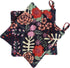 CUSHYSTORE Canvas Pot Holder Oven Pads, Navy Blue Potholders for Cooking Kitchen, 7.75", 2 Pack (Exotic Flower)