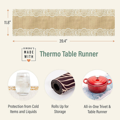 RIMONA'S Waterproof Thermo Heat Resistant Table Runner and Trivet for Hot Dishes, 40" Fields of Blue