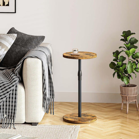 ET-010RB Adjustable End Table, Small Round Side Table, Drink Table for Small Spaces, Pedestal Nightstand for Living
