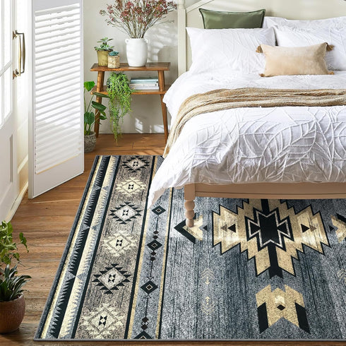 3ft 5ft, Western Rugs for Living Room Bedroom Non Slip, Aesthetic Home Decor for Dining Table Kitchen Porch Nursery