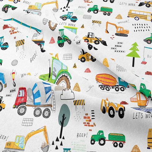 Set (68x86 Inch), 2 Sets 1 Peopleareok Construction Comforter Twin Pieces Construction Excavator Tractor Bedding