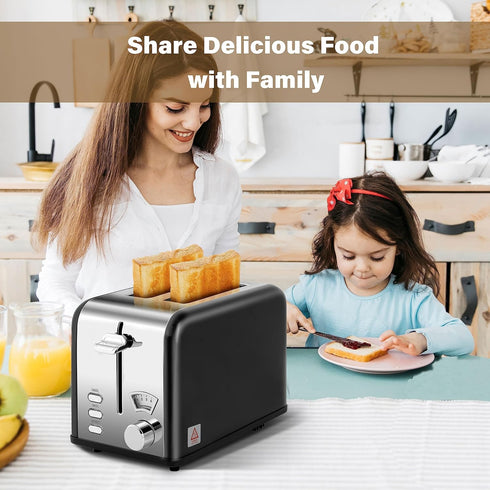Simple Deluxe Stainless Steel Toaster, 2 Slice, Extra Wide Slot & Removable Crumb Tray, 5 Shade Options,