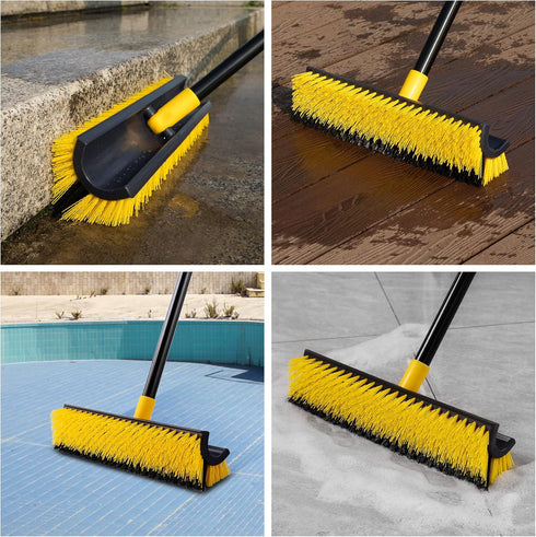 Yocada Double-Sided Floor Scrub Brush, Heavy Duty Triangle Brush for Cleaning Patio Bathroom Garage