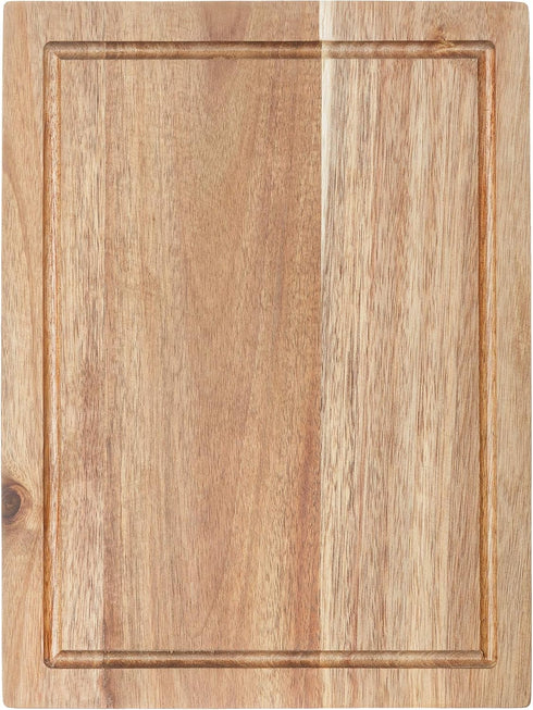 Glad Acacia Wood Cutting Board with Juice Grooves, Reversible Solid Butcher Block and Charcuterie Tray
