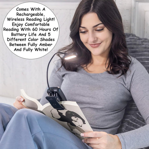 Homie Reading Pillow with Reading Light and Wrist Support, Has Arm Rests, and Back Support for Bed Rest, Lounging