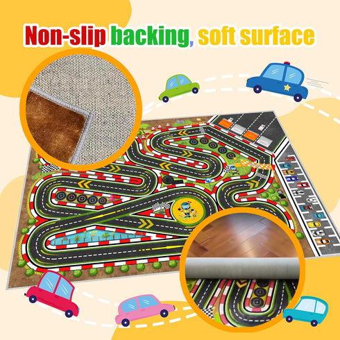 31''X47'' Kids Racing Rug Car Road Kid Rug Carpet Playmat for Playoom Traffic Road Kid Play Mat for BedroomKids