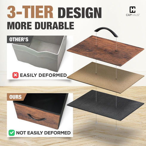 Set 2 2 2 P2 CAPHAUS of Drawer Storage Tower w/ Fabric Bins, Nightstand w/ Drawers, Sorting Unit, Chest of Drawers