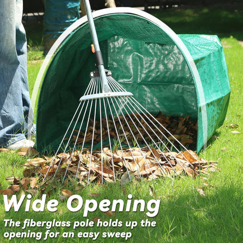 2 Pack 53-Gallon PHYEX Reusable Leaf Bags with Flat Bottom Design - Dustpan Style Garden Bags for Easy Yard Waste