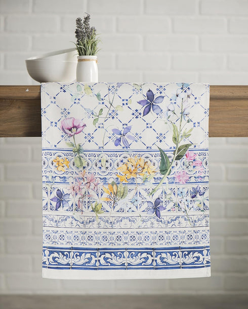 Maison d' Hermine 100% Cotton Table Runner, 108 inches Long, Double Layer Decorative for Home Kitchen Dining (Faience,