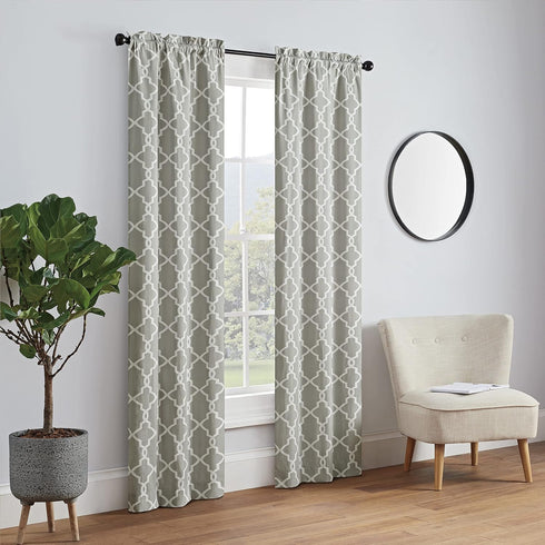 PAIRS TO GO Vickery Modern Decorative Rod Pocket Window Curtains, Double Panel, 28" x 63", Gray