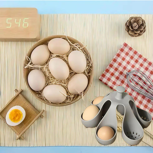 ZXiaJUMCR 6 Silicone Egg Boiler Rack, Freestanding Egg Boiler,egg boiler holder,Silicone Boiled Egg Cooker,Storage