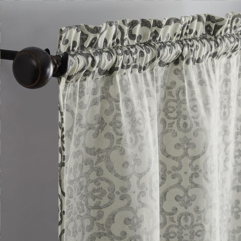 PAIRS TO GO Brockwell Decorative Window Treatment Rod Pocket Curtains, 28" x 63", Charcoal