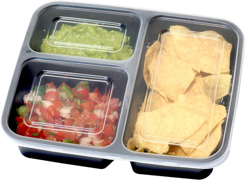 SimpleHouseware 10 Pack 3 Compartment Food Grade Meal Prep Storage Container Boxes (36 ounces)