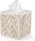 Tissue Box Cover Square Woven Macrame, Boho Decor Tissues Holder with Bead Buckle for Home, Bathroom, Office