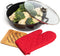 Moss & Stone 12 Inch Large Skillet with Lid, 5 Quart Nonstick Deep Frying Pan, Dishwasher & Oven Safe, PFOA Free