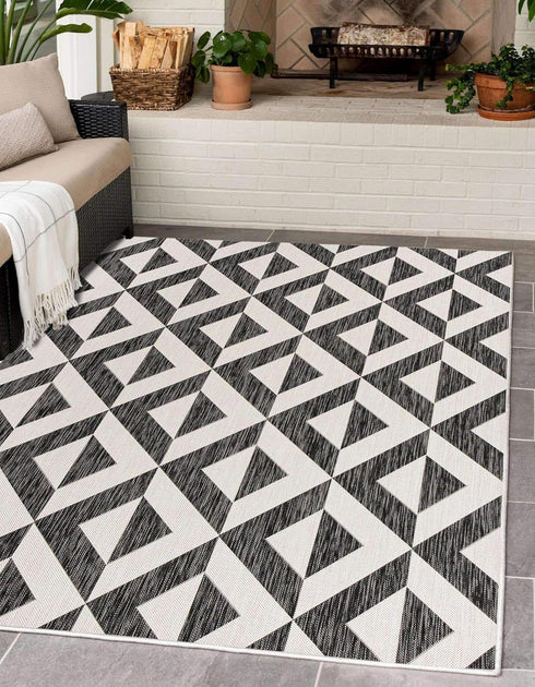 Unique Loom Napa Outdoor Collection Area Rug, Charcoal Gray/Ivory, 2' x 3' 1' Rectangle