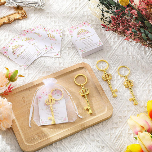 Ferreve 50 Sets Baby Shower Bottle Opener Favors Included Bottle Opener Keychain Crown Charms Keychain Thank You Cards