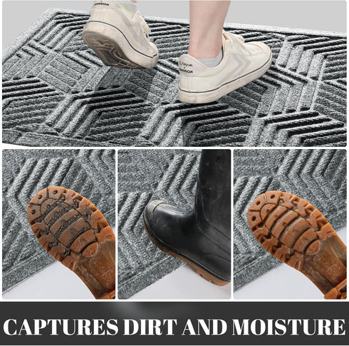 Yimobra Heavy Duty Front Entrance Door Mat 29.5x17 Inch, Sturdy Non Slip Rubber, All-Season Outdoor Indoor Mat