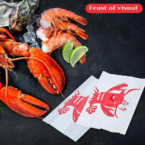 30 2 54 108 Inch Set Flutesan Pcs Disposable Bibs and Pcs x Plastic Red Gingham Checkered Tablecloths Crawfish Boil