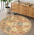 Lahome Moroccan Trellis Round Rug, 3ft Washable Non-Slip Soft Area Rug for Bedroom & Entryway, Red/Orange