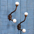 IndianShelf 2 Packs Decorative Coat Hooks, Unique Wall Hooks, Kids Iron Coat Rack, White