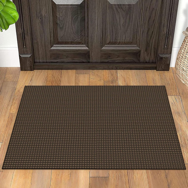 IOHOUZE 2'x3' Small Area Rug, Washable Boho Indoor Outdoor Doormat with Rubber Backing for Kitchen, Bathroom, Brown