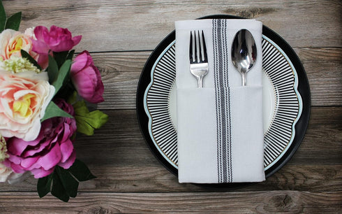 12 Pack Commercial 16x28-30 Cotton Craft - Scandia Stripe - Pure Cotton - Professional Restaurant Grade Kitchen Dish