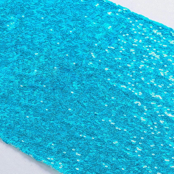 ShiDianYi Turquoise Sequin Table Runner, 14" x 108" Aqua Blue