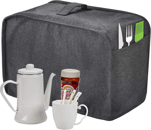 Toaster Cover with 2 Pockets, Dust & Fingerprint Protection, Machine Washable (2 Slice, Grey)
