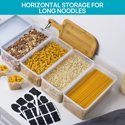 4PCS Set 3.2L, Vtopmart Airtight Food Storage Containers with Lids Plastic Spaghetti Canisters for Pasta organizer, BPA