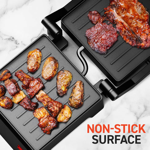 Elite Gourmet EPN160 Compact Electric Panini Press - Multifunctional Contact Grill, Lightweight, Black