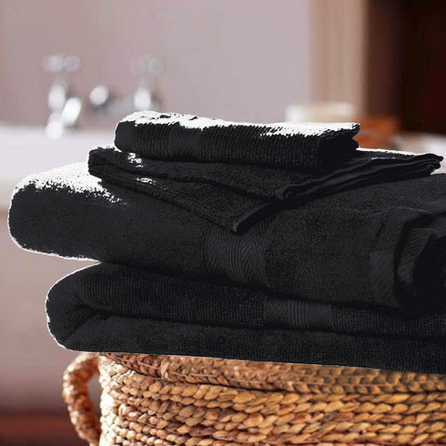 Set 8 Set 100% 2 27x54, 2 16x28 4 13x13 BOUTIQUO Black Towel - Piece Bathroom Towel - Ring Spun Cotton, Bath Towel Hand