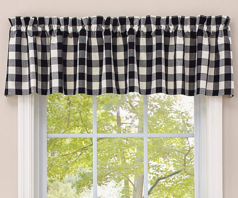 Park Designs Farmhouse Kitchen Valances, Black & Cream Buffalo Check, 72" x 14"