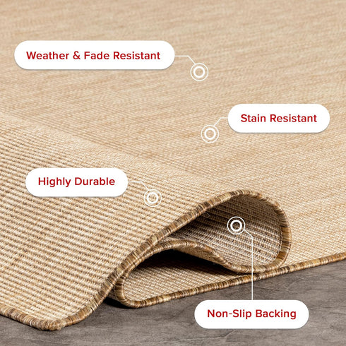 nuLOOM 2' x 3' Nakia Natural Outdoor Performance Area Rug, Stain Resistant, Weather Resistant for High Traffic Areas