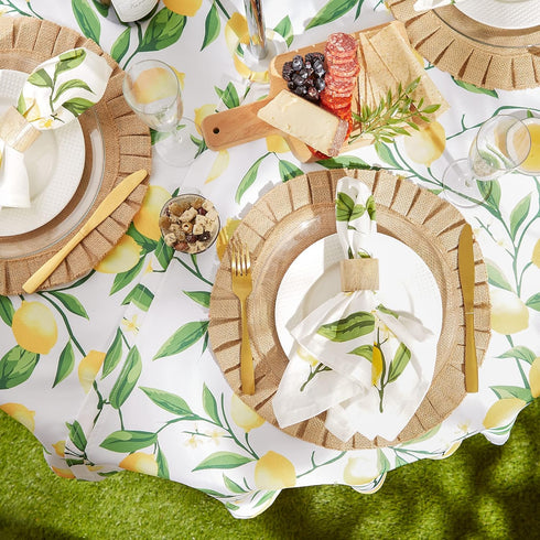 DII Lemon Bliss Outdoor Tabletop, 60" Round, Stain Resistant & Waterproof with Zipper