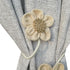 Curtain Tiebacks for Curtains Boho Holdbacks for Drapes, Farmhouse Jute Rope Tie Backs with Flower Decor, Window Curtain Accessories Holders for Indoor Outdoor Use, Set of 4