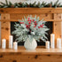 Watayo 60 Pcs Artificial Christmas Snow Pine Branches with Red Berry Stems, Snowy Faux Greenery Norfolk Pine Cypress