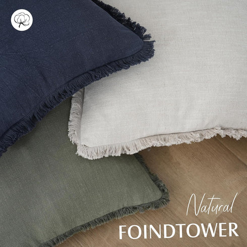 Cozy 1224 Inch, 1PC, Foindtower Decorative Linen Fringe Throw Pillow Covers Boho Farmhouse Cushion Cover with Tassels