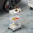 3-Tier Simple Houseware Multifunctional Rolling Utility Cart with Hanging Bucket, White
