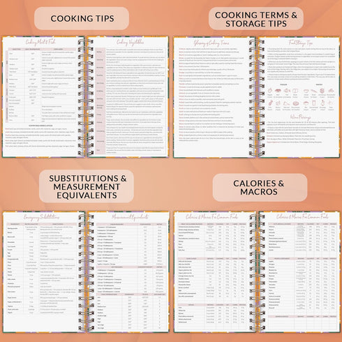 PLANBERRY Recipe Book – Blank Hardcover Cookbook to Write In Your Own Recipes - 60 Recipes, 6.3”x8.4” (Orange Fresh)