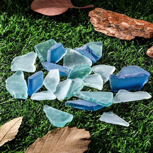 Jetec Sea Glass for Crafts, Flat Frosted Sea Glass Pieces for Beach Wedding Party Decor, Home Aquarium Supplies