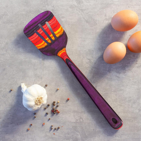 12-1/2" Wooden Slotted Spatula from Baltique Waikiki Collection, Safe for Nonstick Cookware