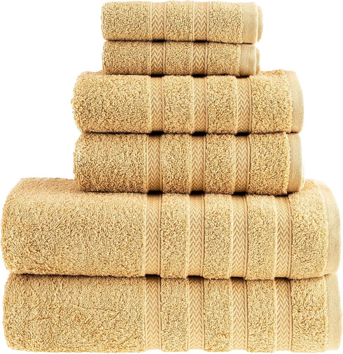 HALLEY Turkish Towels Set (6 Pieces) 650 GSM Highly Absorbent Super Soft