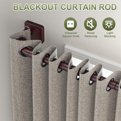 Curtain Rods for Windows 28 to 48 inch, Blackout Curtain Rod Wrap Around Curtain Rod, 5/8 Curtain Rod Telescoping Adjustable for Sliding Door Bedroom Kitchen RV, Brown(32"-48")